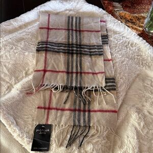 Peck & Peck Cashmere Scarf with Red and Black Plaid